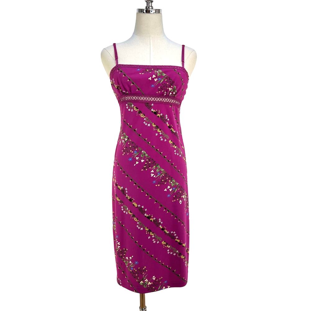 Vintage BCBG Spaghetti Strap Dress Pink Floral